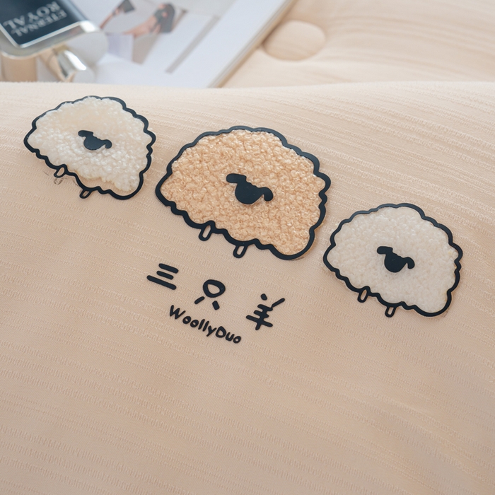 91家纺网 家纺一手货源 找家纺 蓝冰家纺 2025新款羊提花被被子被芯 三只羊-浅玉色