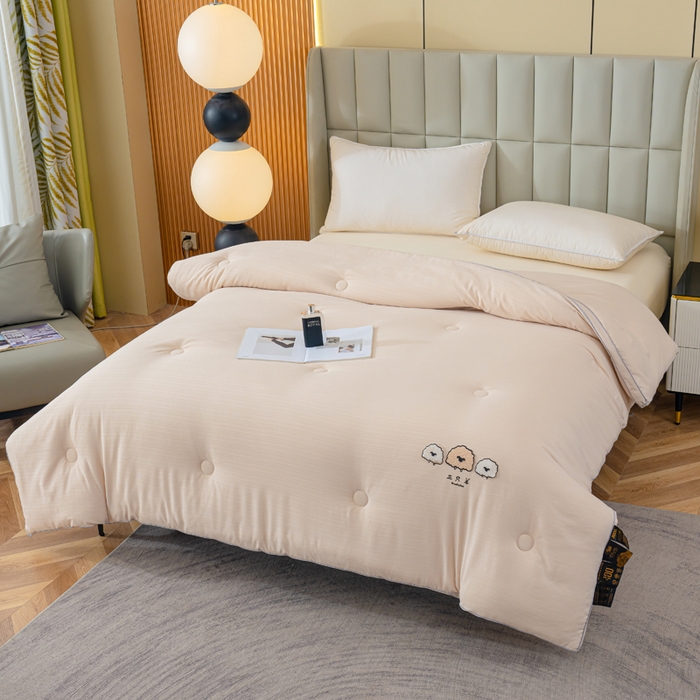 91家纺网 家纺一手货源 找家纺 蓝冰家纺 2025新款羊提花被被子被芯 三只羊-浅玉色