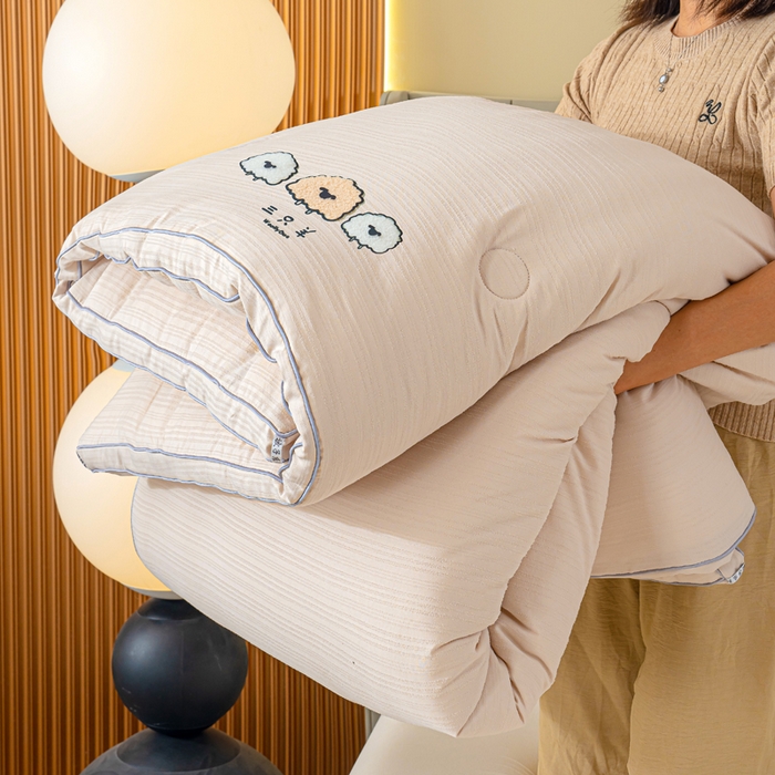 91家纺网 家纺一手货源 找家纺 蓝冰家纺 2025新款羊提花被被子被芯 三只羊-浅玉色