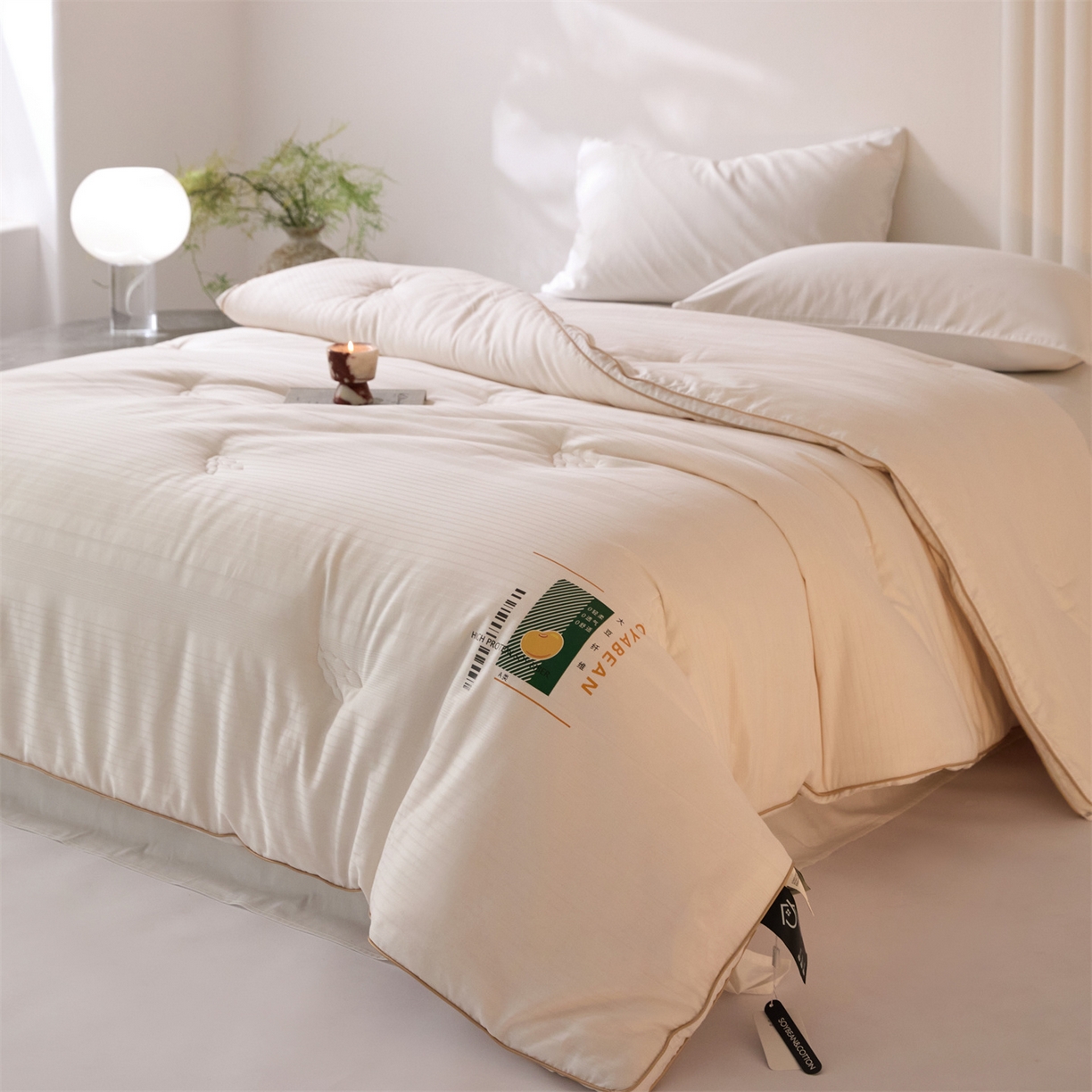 91家纺网 家纺一手货源 找家纺 （总）头等舱  2025新款全棉提花A类30大豆7A抗菌立体被（空镜图）