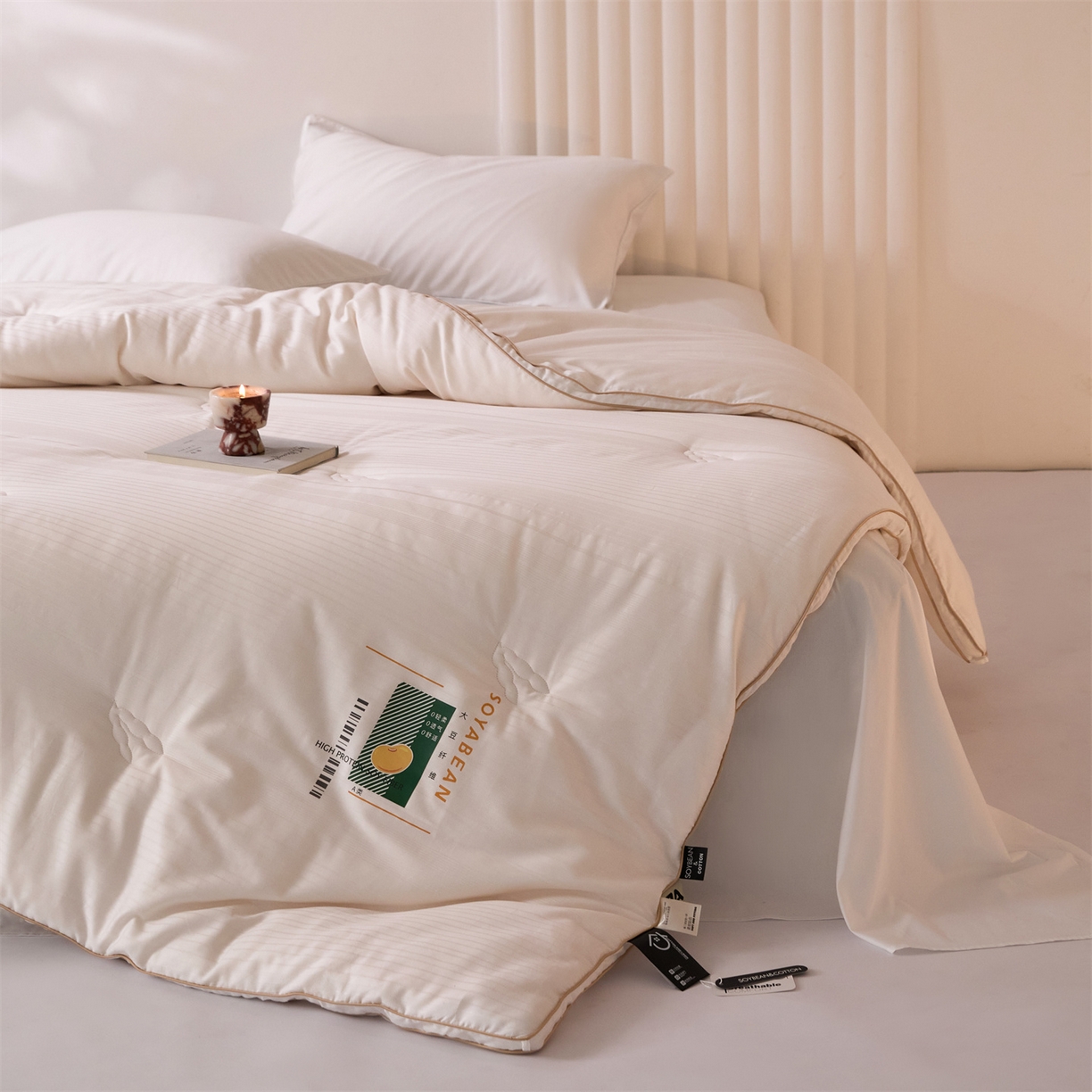 91家纺网 家纺一手货源 找家纺 （总）头等舱  2025新款全棉提花A类30大豆7A抗菌立体被（空镜图）