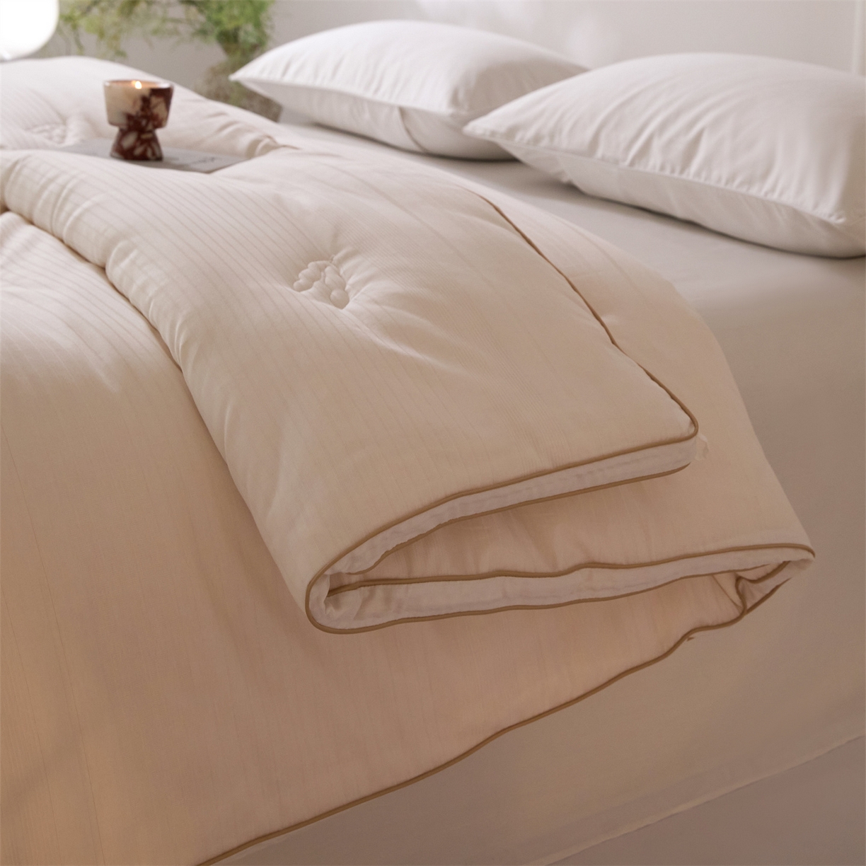 91家纺网 家纺一手货源 找家纺 （总）头等舱  2025新款全棉提花A类30大豆7A抗菌立体被（空镜图）