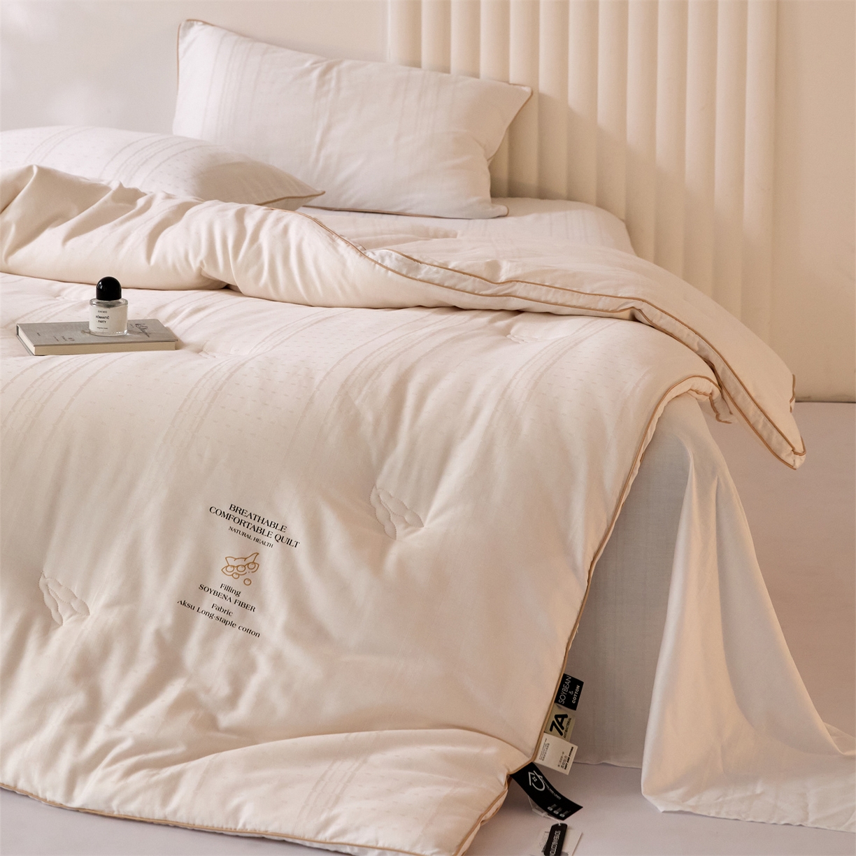 91家纺网 家纺一手货源 找家纺 头等舱  2025新款全棉提花A类30大豆7A抗菌立体被（空镜图） 菱形小调