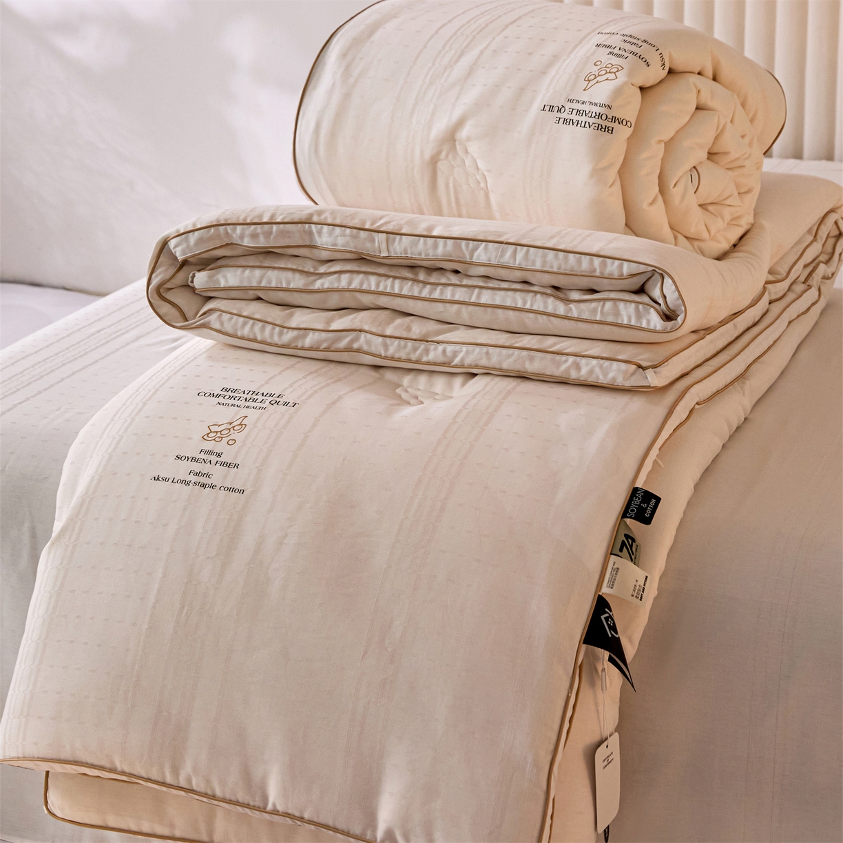 91家纺网 家纺一手货源 找家纺 头等舱  2025新款全棉提花A类30大豆7A抗菌立体被（空镜图） 菱形小调