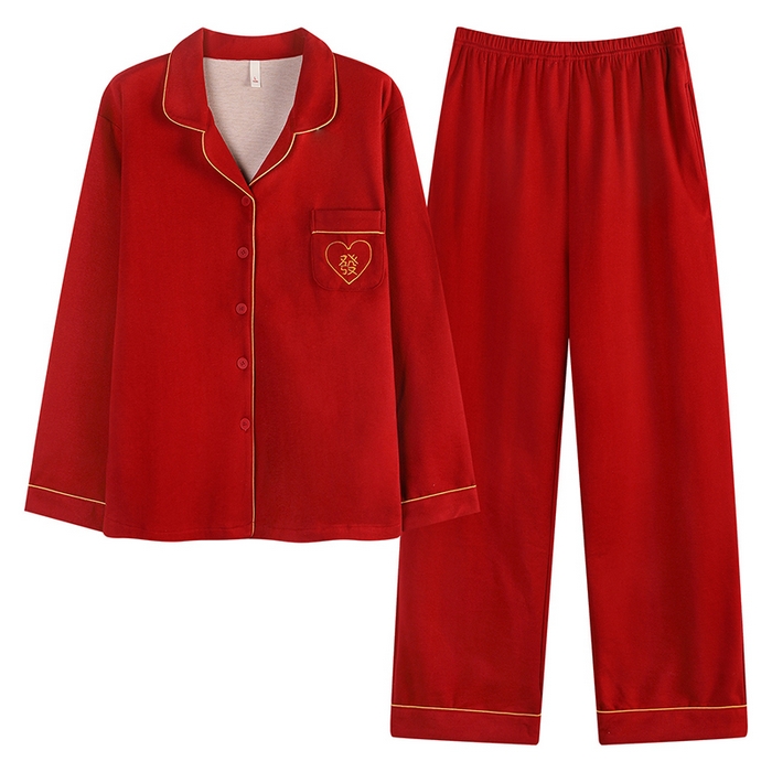 91家纺网 家纺一手货源 找家纺 （总）洛兰沙家居馆 2025新款红色薄绒保暖家居服