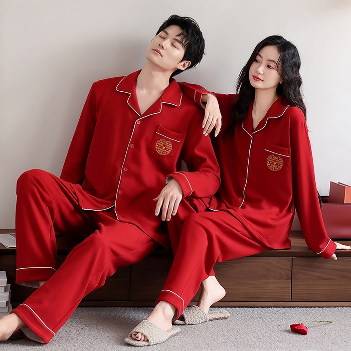 91家纺网 家纺一手货源 找家纺 （总）洛兰沙家居馆 2025新款红色薄绒保暖家居服