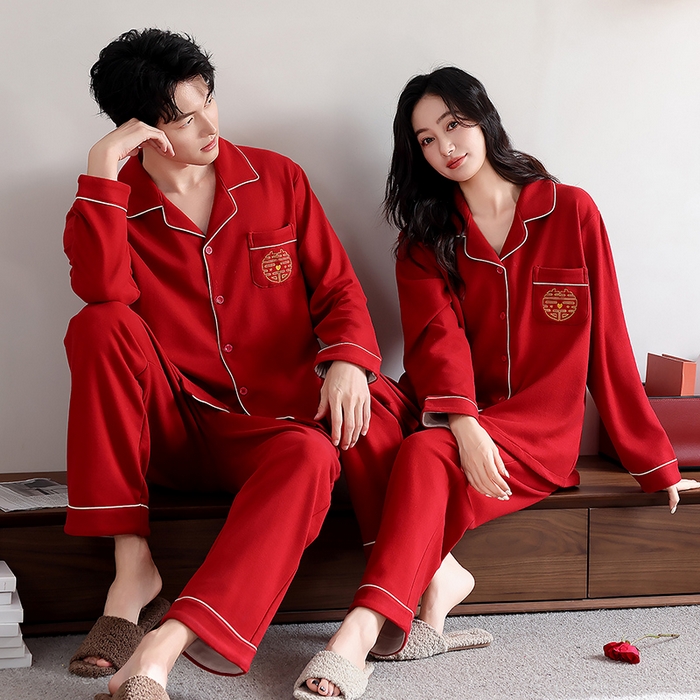 91家纺网 家纺一手货源 找家纺 （总）洛兰沙家居馆 2025新款红色薄绒保暖家居服