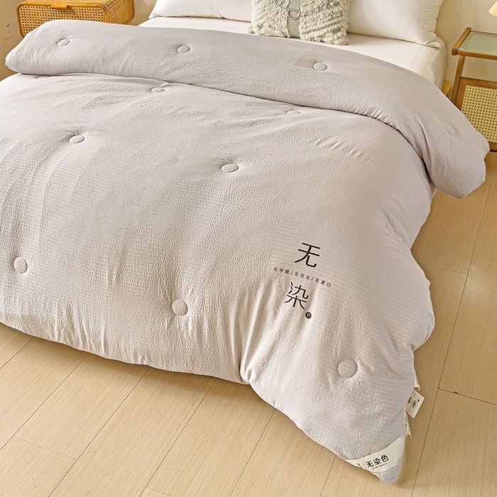 91家纺网 家纺一手货源 找家纺 梦莎被业 2025新款A类无染针织水洗棉大豆被拉链款二合一子母被春秋加厚冬被 经典灰