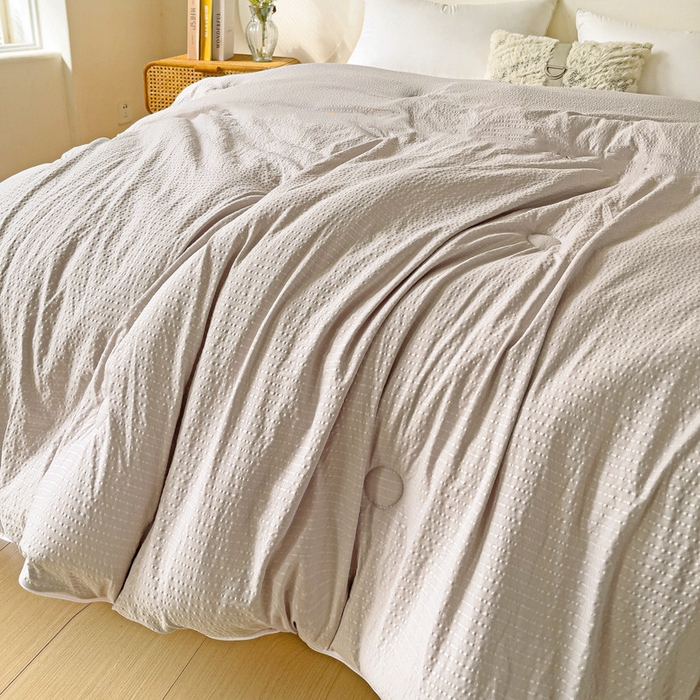 91家纺网 家纺一手货源 找家纺 梦莎被业 2025新款A类无染针织水洗棉大豆被拉链款二合一子母被春秋加厚冬被 经典灰