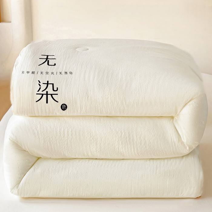 91家纺网 家纺一手货源 找家纺 梦莎被业 2025新款A类无染针织水洗棉大豆被拉链款二合一子母被春秋加厚冬被 珍珠白