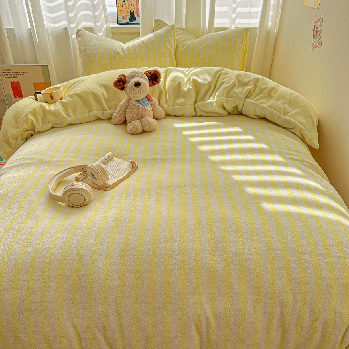 91家纺网 家纺一手货源 找家纺 （总）繁花家居 2025新款条纹系列牛奶绒四件套