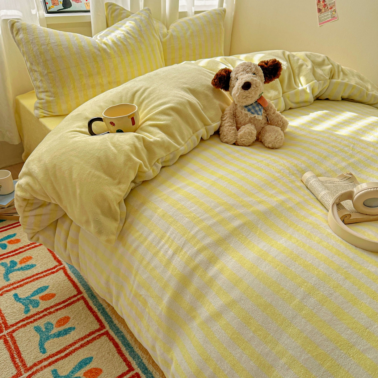 91家纺网 家纺一手货源 找家纺 （总）繁花家居 2025新款条纹系列牛奶绒四件套