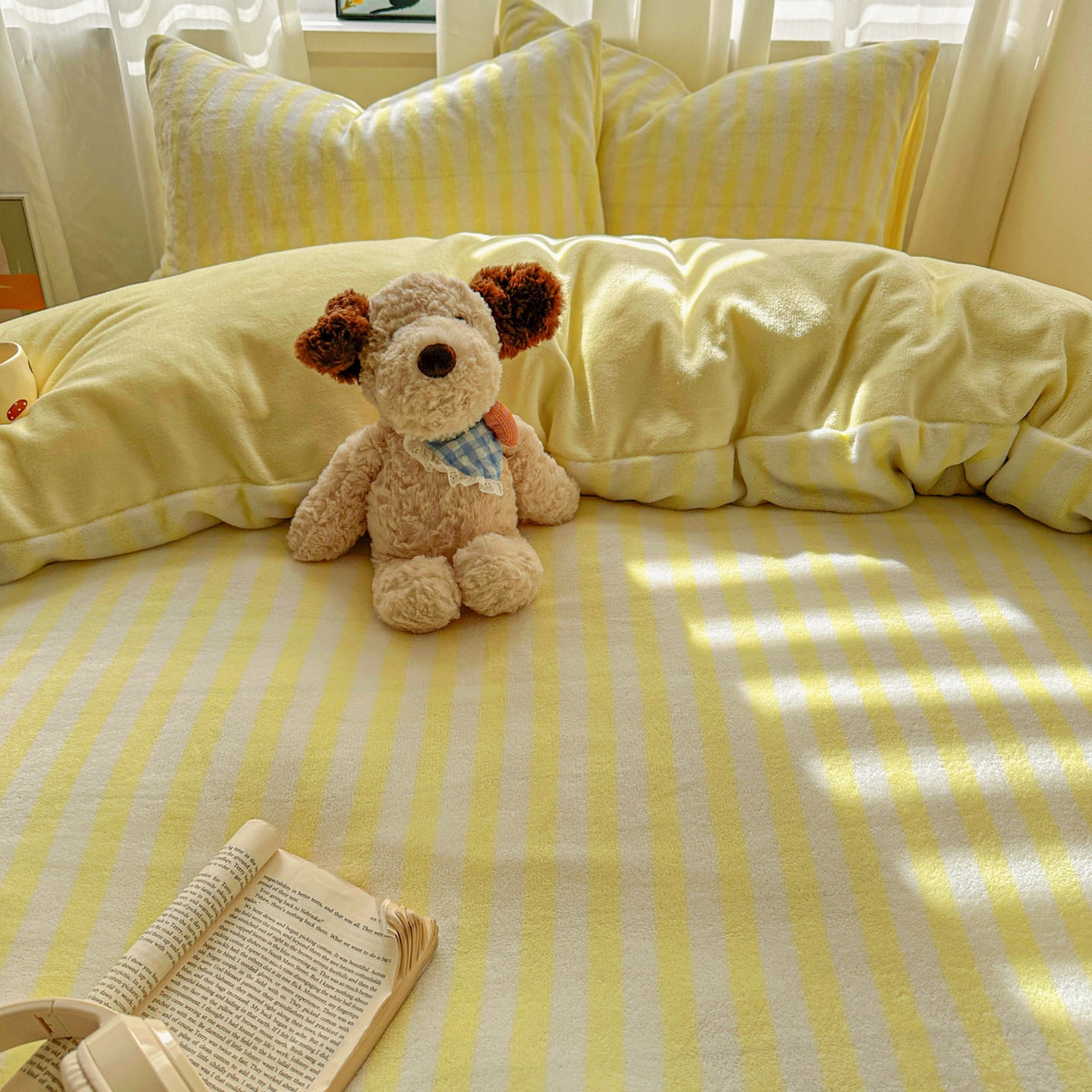 91家纺网 家纺一手货源 找家纺 （总）繁花家居 2025新款条纹系列牛奶绒四件套