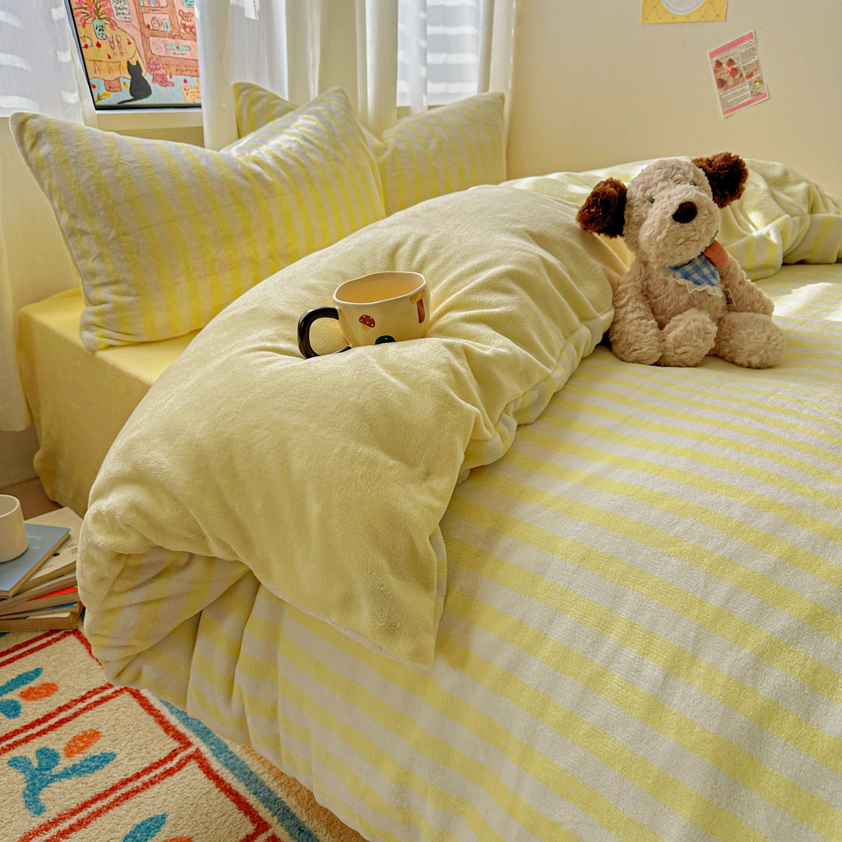 91家纺网 家纺一手货源 找家纺 （总）繁花家居 2025新款条纹系列牛奶绒四件套