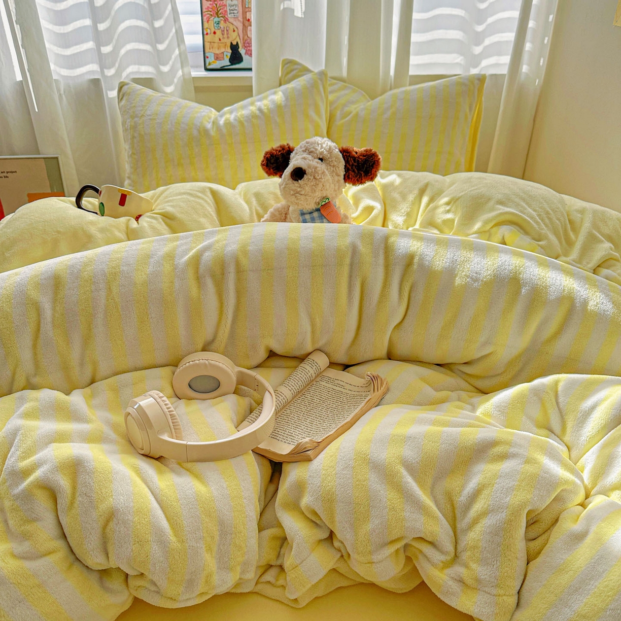 91家纺网 家纺一手货源 找家纺 （总）繁花家居 2025新款条纹系列牛奶绒四件套