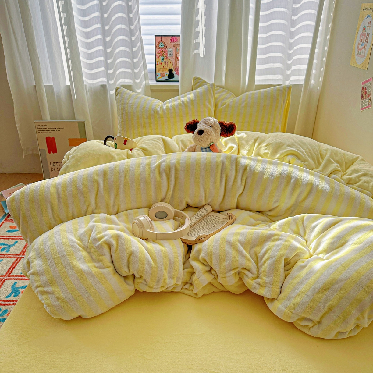 91家纺网 家纺一手货源 找家纺 （总）繁花家居 2025新款条纹系列牛奶绒四件套