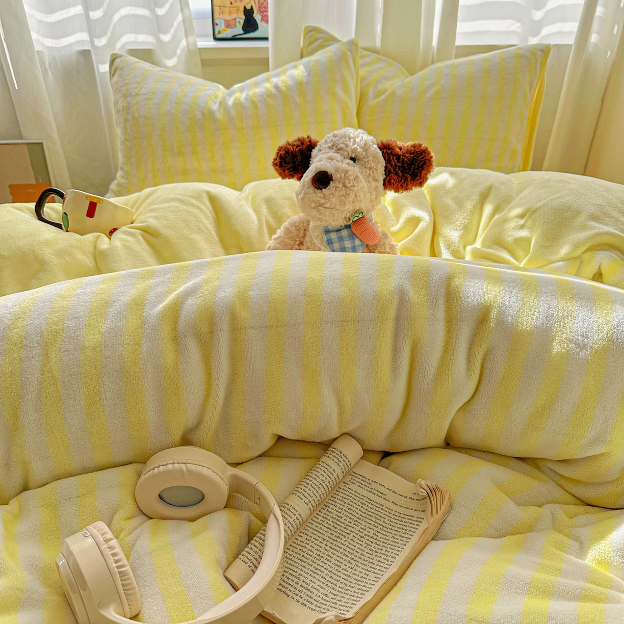 91家纺网 家纺一手货源 找家纺 （总）繁花家居 2025新款条纹系列牛奶绒四件套