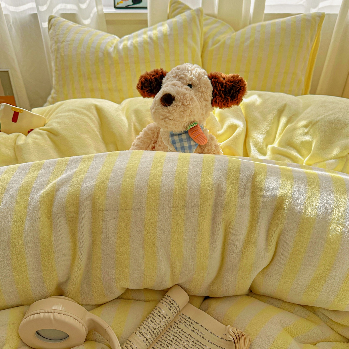 91家纺网 家纺一手货源 找家纺 （总）繁花家居 2025新款条纹系列牛奶绒四件套