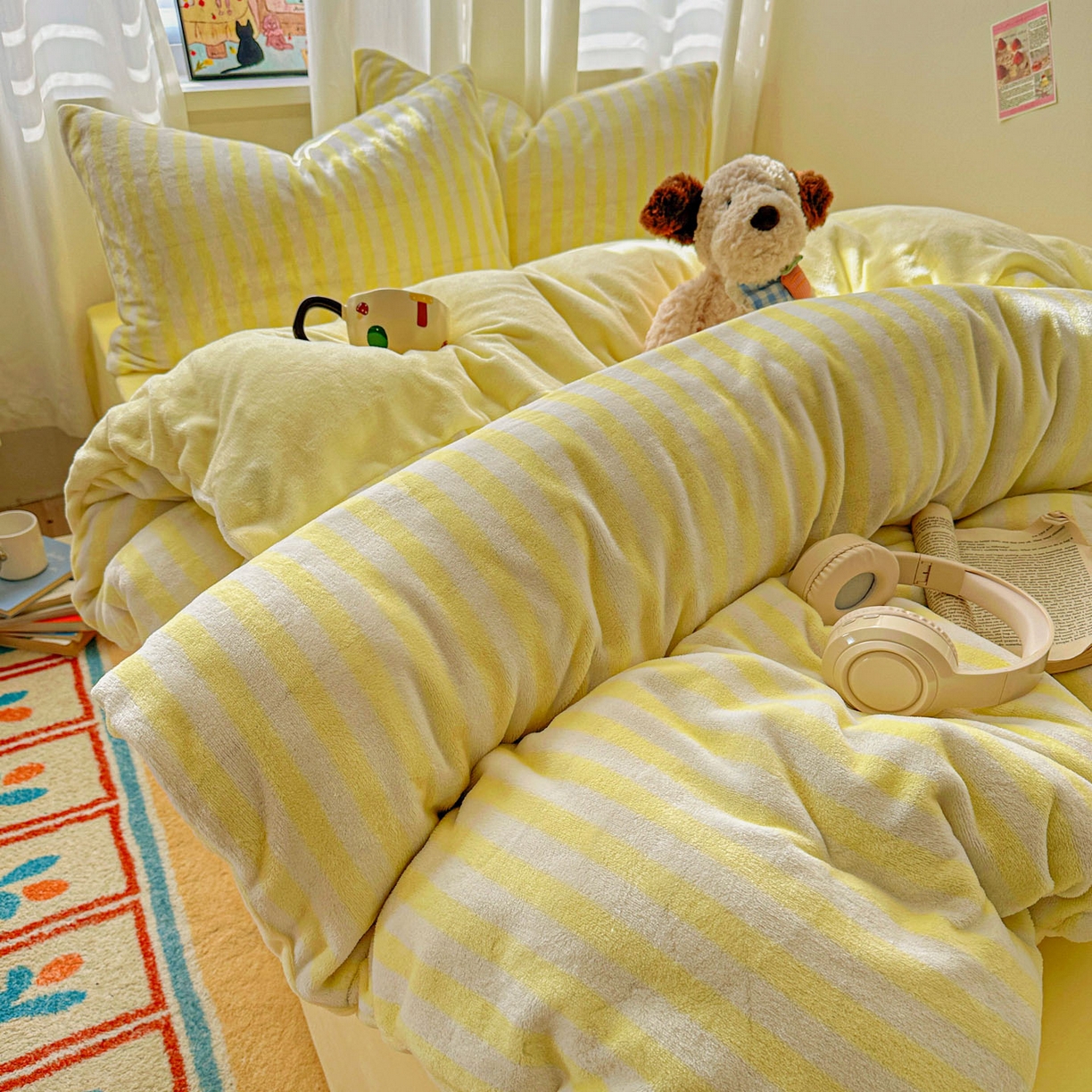 91家纺网 家纺一手货源 找家纺 （总）繁花家居 2025新款条纹系列牛奶绒四件套