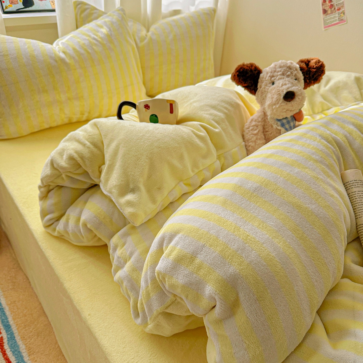 91家纺网 家纺一手货源 找家纺 （总）繁花家居 2025新款条纹系列牛奶绒四件套