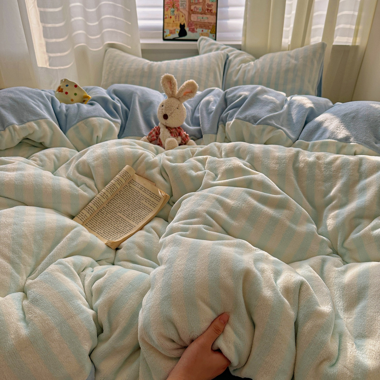 91家纺网 家纺一手货源 找家纺 （总）繁花家居 2025新款条纹系列牛奶绒四件套