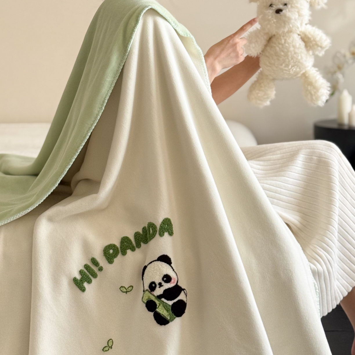 91家纺网 家纺一手货源 找家纺 （总）云栖家居 2025新品双层加厚高克重消光沙发毯仿羊绒纯色刺绣盖毛毯毯子