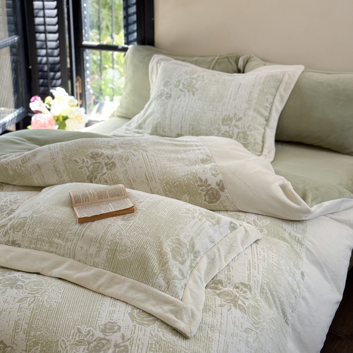 91家纺网 家纺一手货源 找家纺 （总）云栖家居 2025秋冬新品立体消光印花雕花绒加厚高克重牛奶绒四件套星辰玫瑰