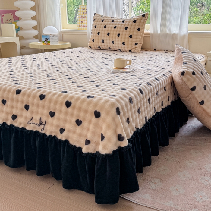 （总）爱多多家居 2025新款兔兔泡泡牛奶绒床裙单品床裙床裙单件三件套