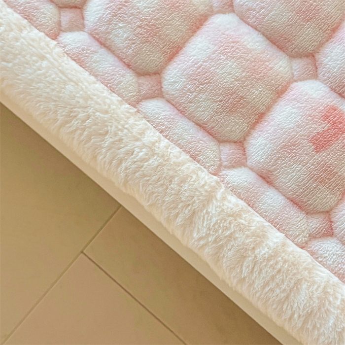 91家纺网 家纺一手货源 找家纺 喜居 2025新款A类水晶边牛奶绒夹棉床褥垫 粉粉格