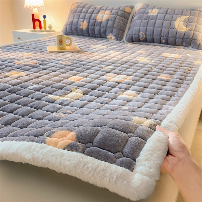 喜居 2025新款A类水晶边牛奶绒夹棉床褥垫 可爱狮子