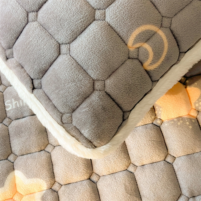 91家纺网 家纺一手货源 找家纺 喜居 2025新款A类水晶边牛奶绒夹棉床褥垫 可爱狮子