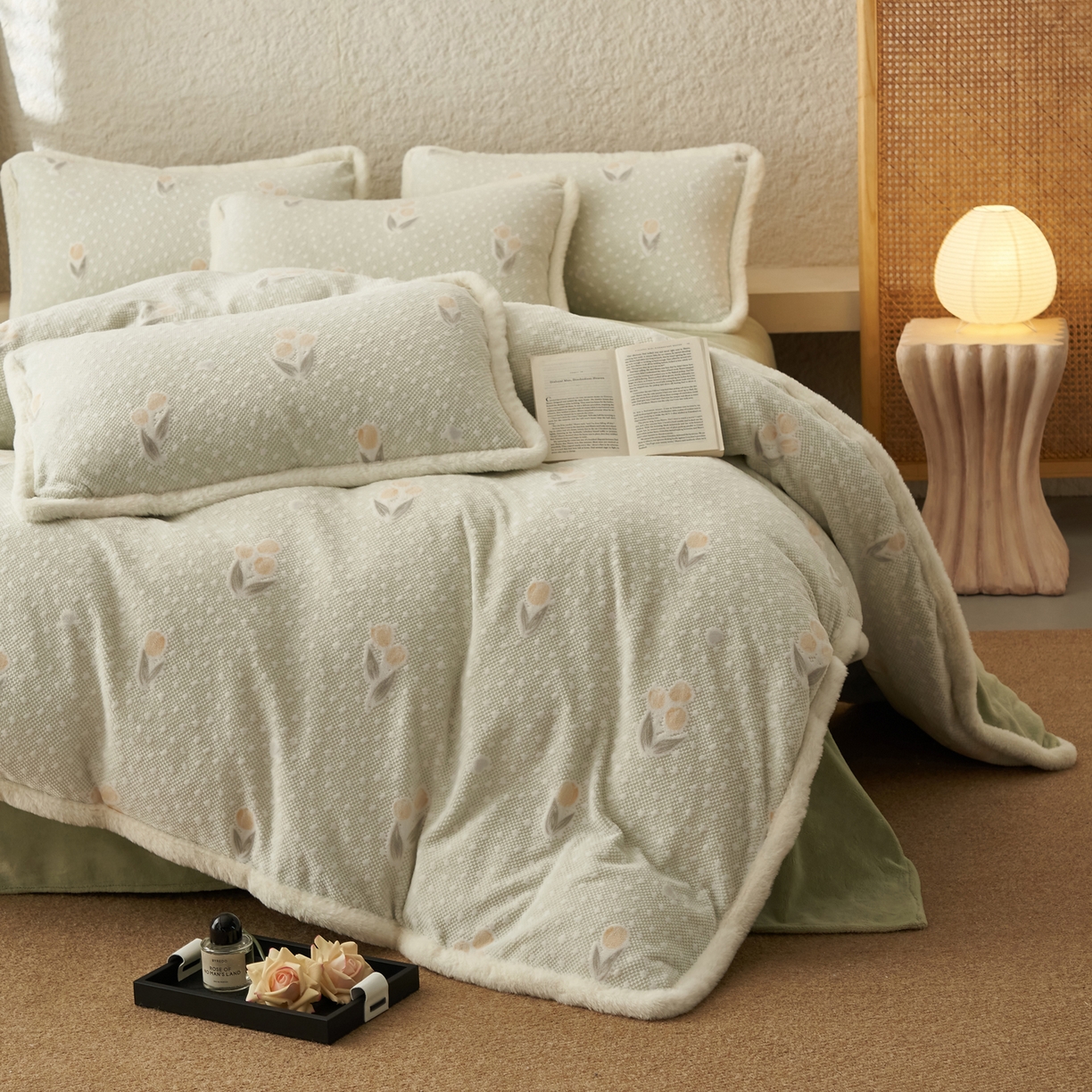 91家纺网 家纺一手货源 找家纺 （总）晨曦家纺 2025新款加厚加绒牛奶绒雕花四件套暖暖少女温柔风