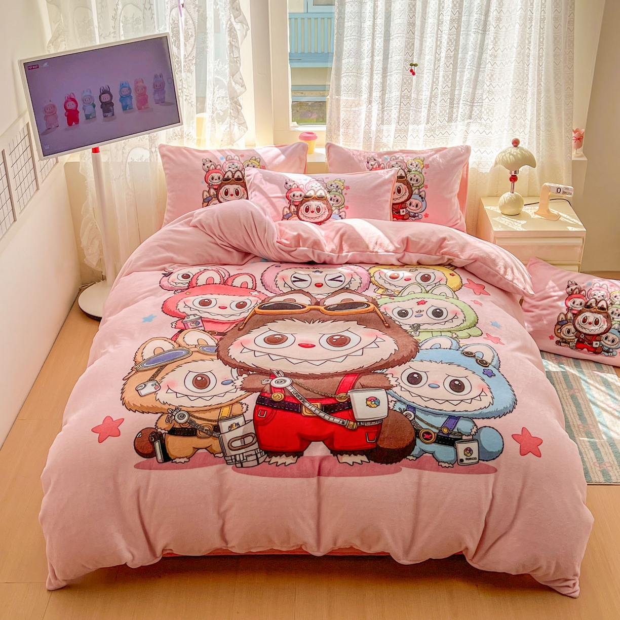 91家纺网 家纺一手货源 找家纺 （总）浩诚 2025新款高克重牛奶绒大版卡通四件套