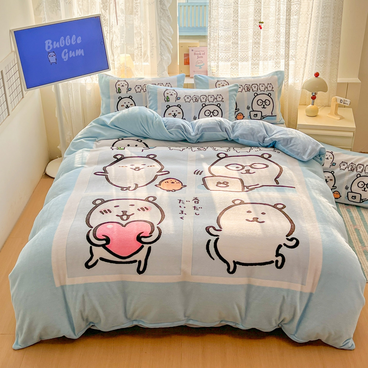 91家纺网 家纺一手货源 找家纺 （总）浩诚 2025新款高克重牛奶绒大版卡通四件套