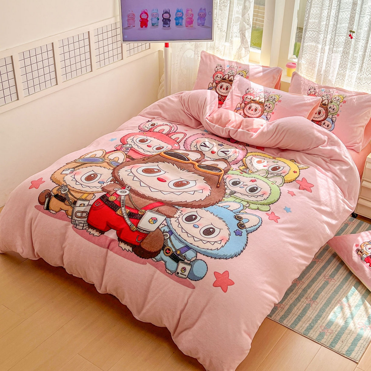 91家纺网 家纺一手货源 找家纺 浩诚 2025新款高克重牛奶绒大版卡通四件套 布布合集