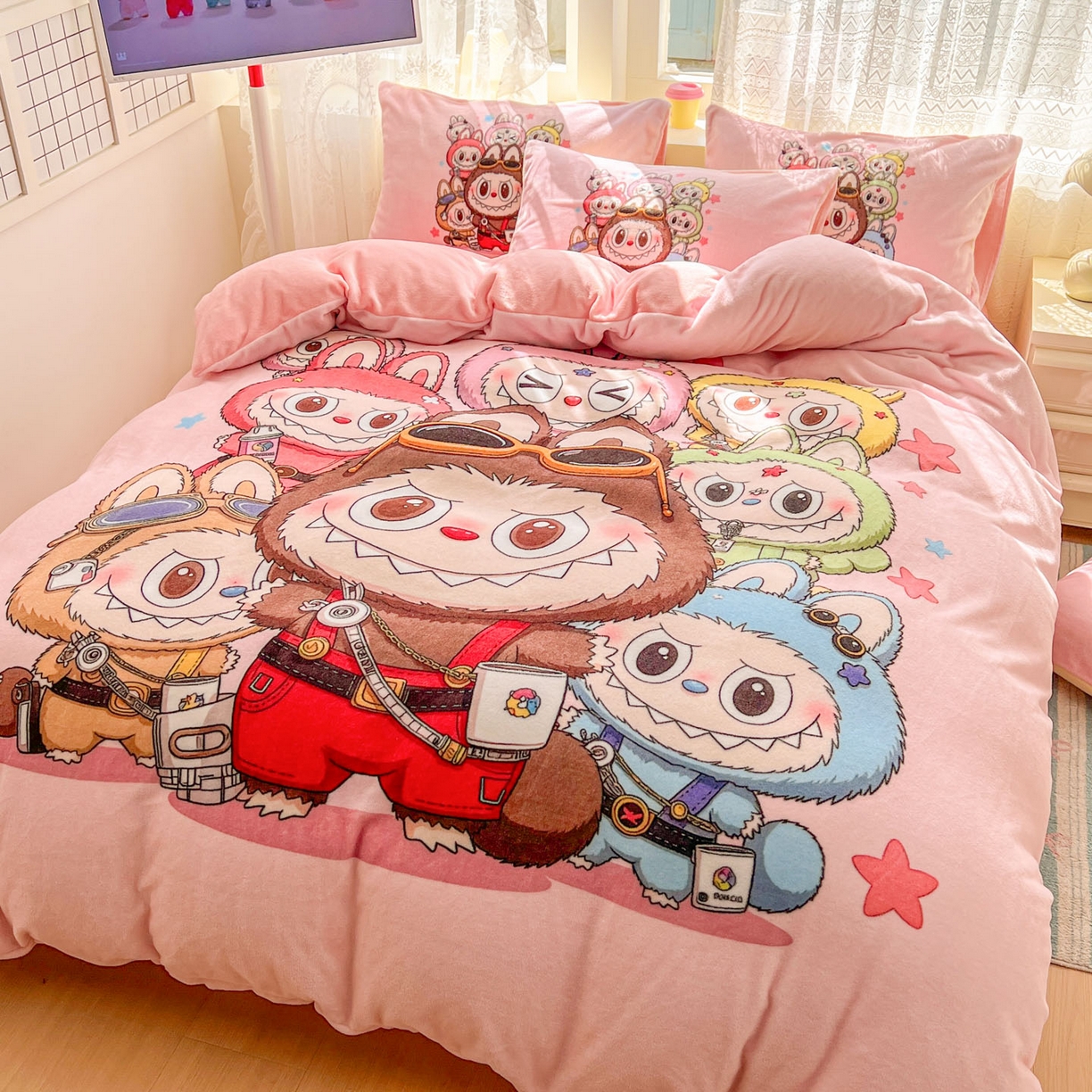 91家纺网 家纺一手货源 找家纺 浩诚 2025新款高克重牛奶绒大版卡通四件套 布布合集