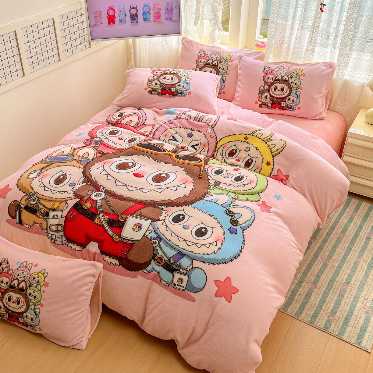 91家纺网 家纺一手货源 找家纺 浩诚 2025新款高克重牛奶绒大版卡通四件套 布布合集