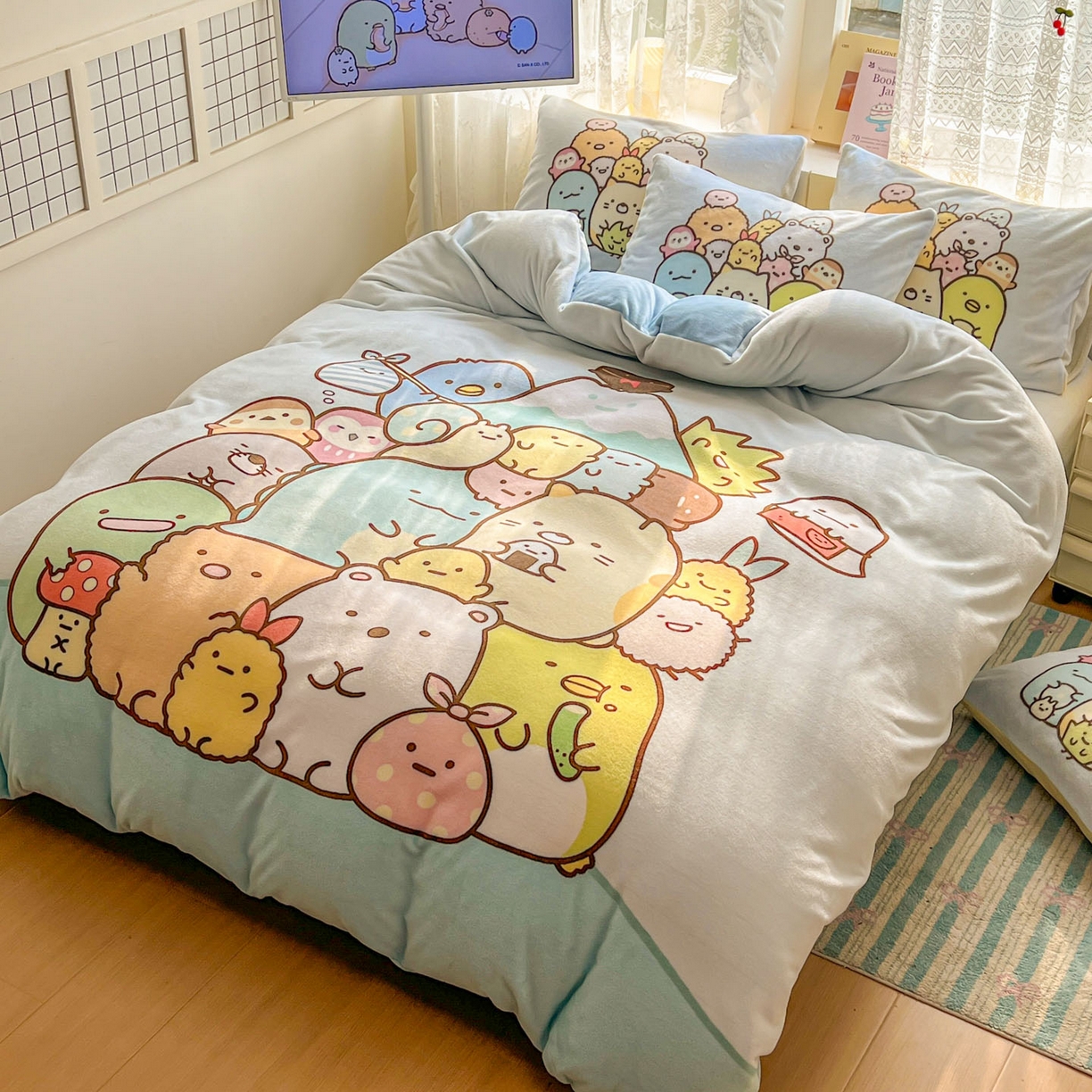 91家纺网 家纺一手货源 找家纺 浩诚 2025新款高克重牛奶绒大版卡通四件套 小伙伴