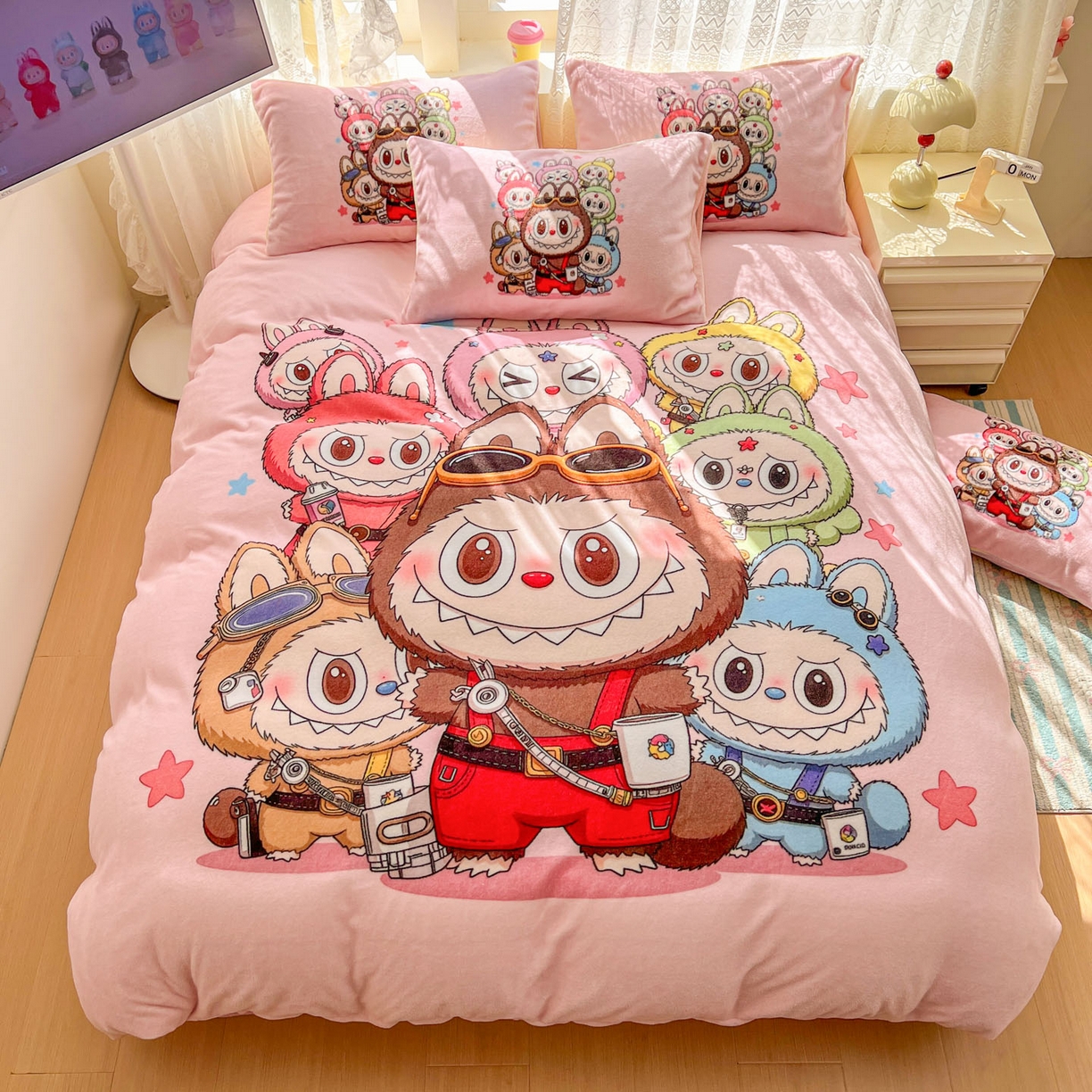 91家纺网 家纺一手货源 找家纺 浩诚 2025新款高克重牛奶绒大版卡通四件套 布布合集