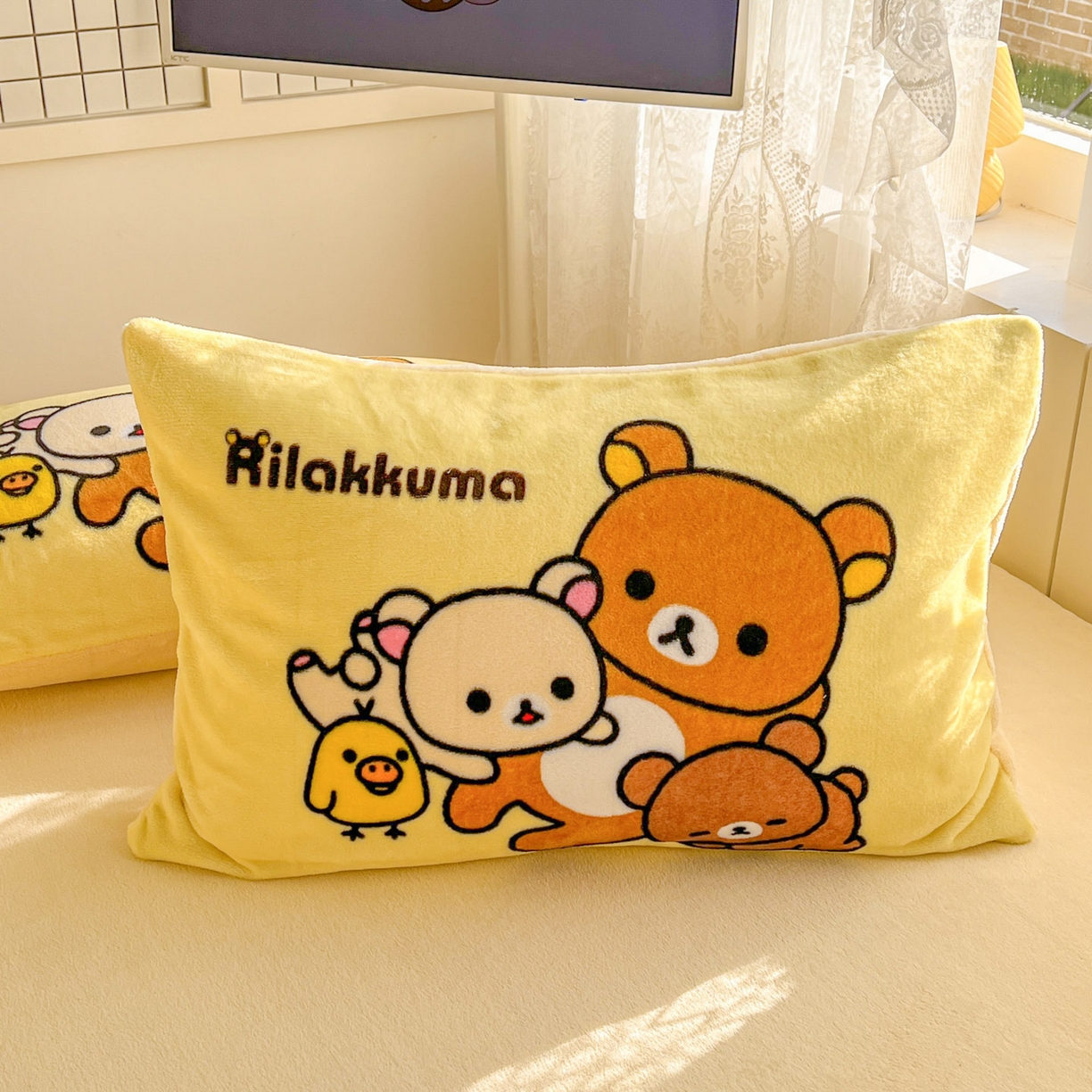 91家纺网 家纺一手货源 找家纺 浩诚 2025新款高克重牛奶绒大版卡通四件套 开心小熊