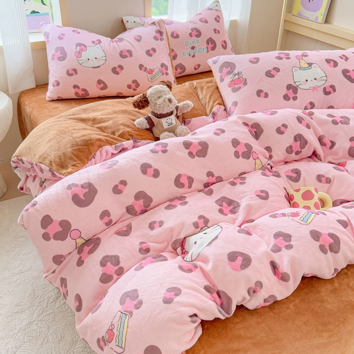 91家纺网 家纺一手货源 找家纺 （总）梦舒阳家纺 2025牛奶绒四件套牛奶绒单被套牛奶绒床笠款四件套小清新可爱套件