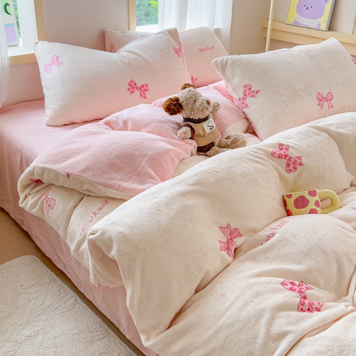 91家纺网 家纺一手货源 找家纺 （总）梦舒阳家纺 2025牛奶绒四件套牛奶绒单被套牛奶绒床笠款四件套小清新可爱套件