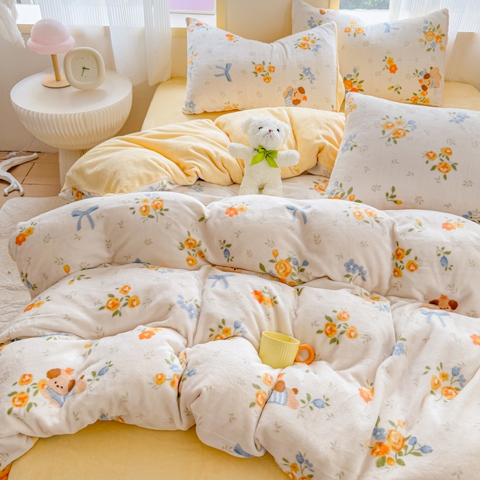 91家纺网 家纺一手货源 找家纺 梦舒阳家纺 2025牛奶绒四件套牛奶绒单被套牛奶绒床笠款四件套小清新可爱套件 布布萌宠