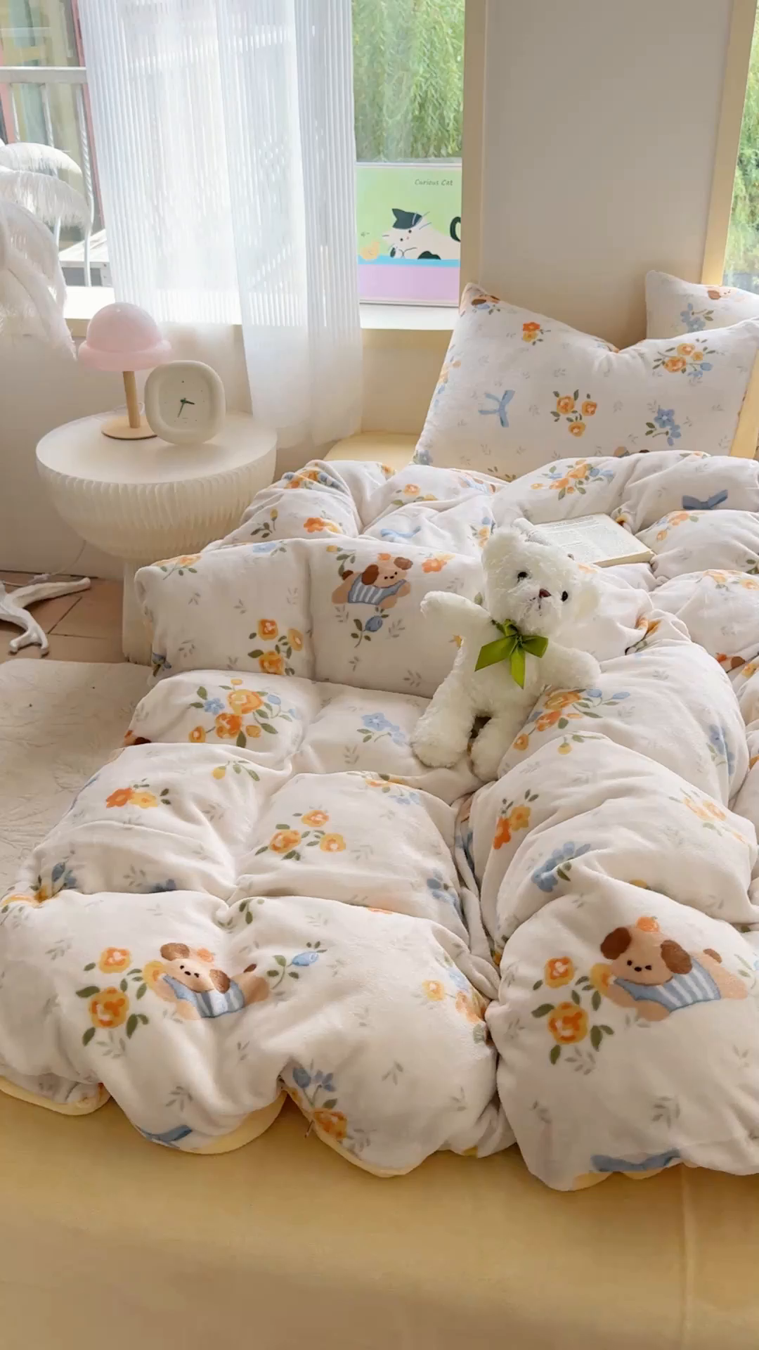 91家纺网 家纺一手货源 找家纺 梦舒阳家纺 2025牛奶绒四件套牛奶绒单被套牛奶绒床笠款四件套小清新可爱套件 布布萌宠