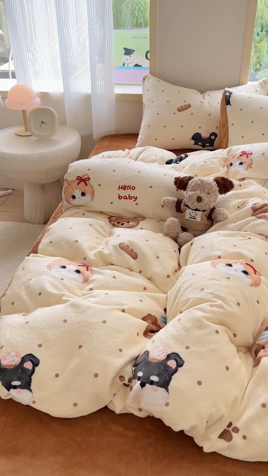 91家纺网 家纺一手货源 找家纺 梦舒阳家纺 2025牛奶绒四件套牛奶绒单被套牛奶绒床笠款四件套小清新可爱套件 咔咔小熊