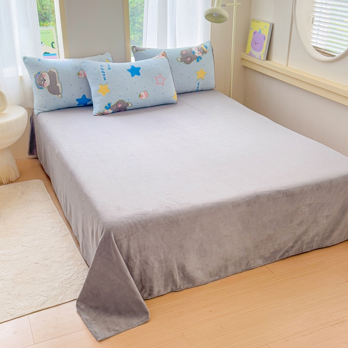 91家纺网 家纺一手货源 找家纺 梦舒阳家纺 2025牛奶绒四件套牛奶绒单被套牛奶绒床笠款四件套小清新可爱套件 布丁狗