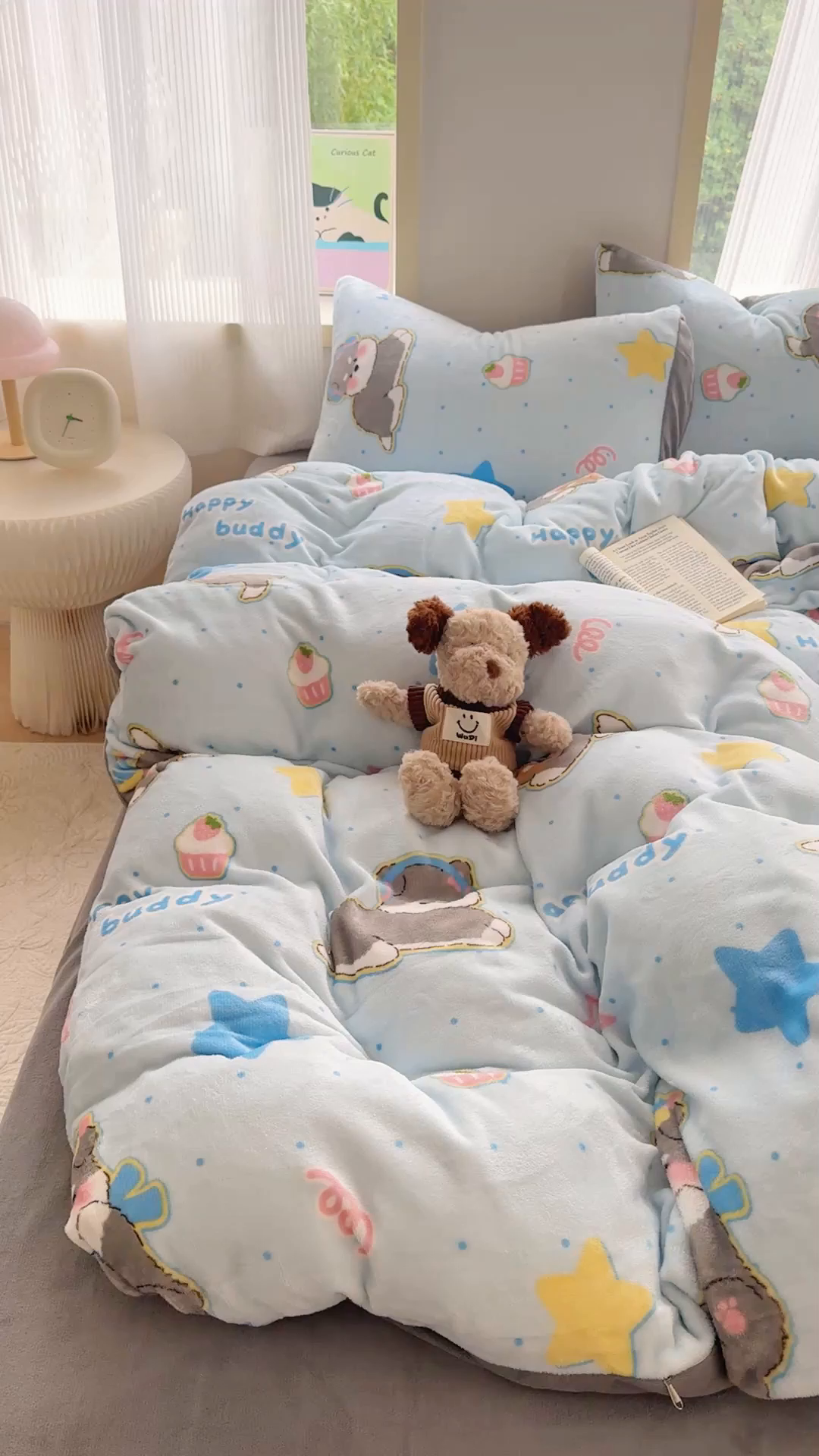 91家纺网 家纺一手货源 找家纺 梦舒阳家纺 2025牛奶绒四件套牛奶绒单被套牛奶绒床笠款四件套小清新可爱套件 布丁狗