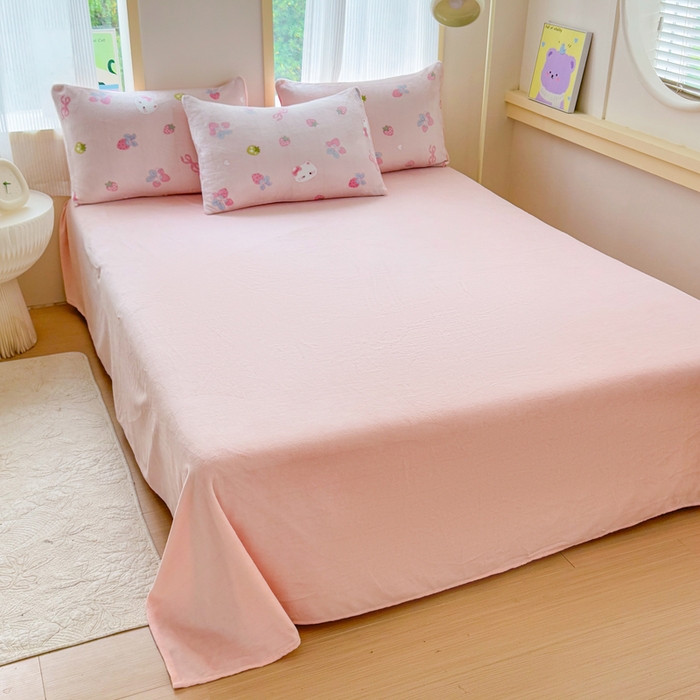 91家纺网 家纺一手货源 找家纺 梦舒阳家纺 2025牛奶绒四件套牛奶绒单被套牛奶绒床笠款四件套小清新可爱套件 草莓猫咪