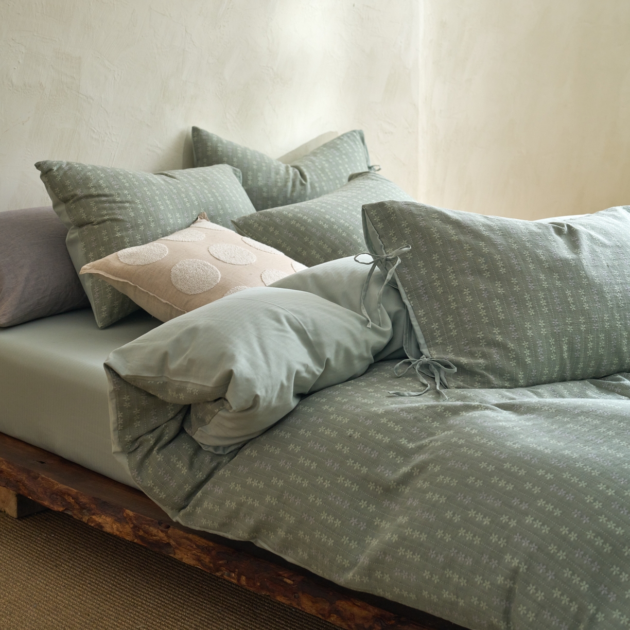 91家纺网 家纺一手货源 找家纺 （总）久典家居 2025新款全棉色织提花系带款四件套-花锦系列（买家秀找客服)