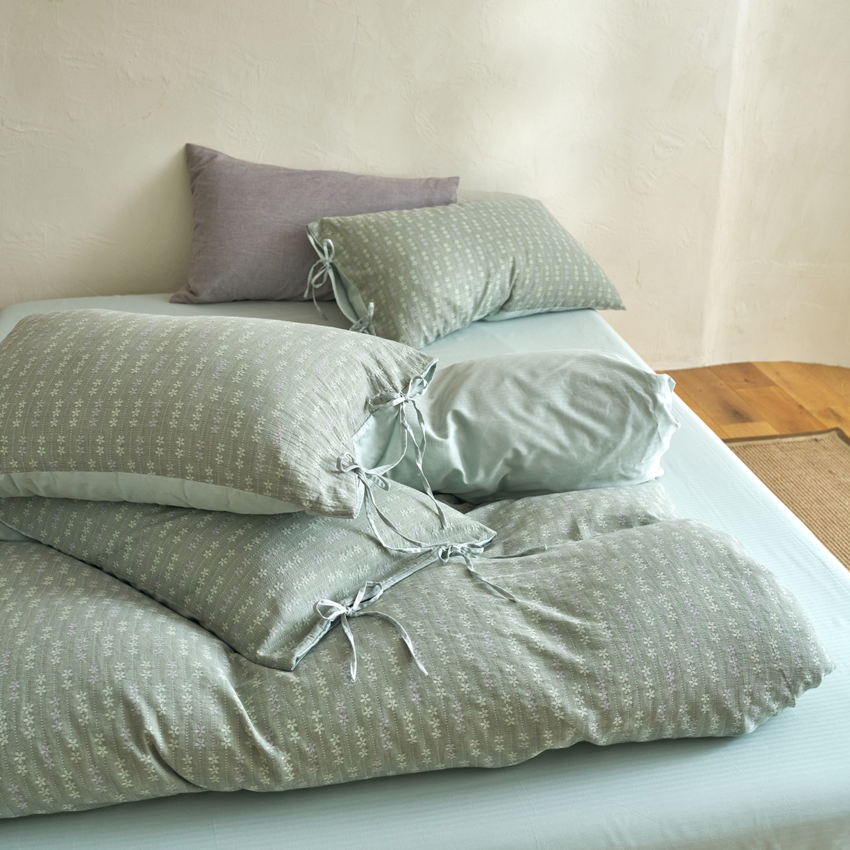 91家纺网 家纺一手货源 找家纺 （总）久典家居 2025新款全棉色织提花系带款四件套-花锦系列（买家秀找客服)